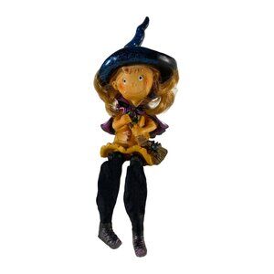 Shelf Sitter Witch CUTE & HTF w/Broom 5.25" + 8 Monster High Vinyl Stickers